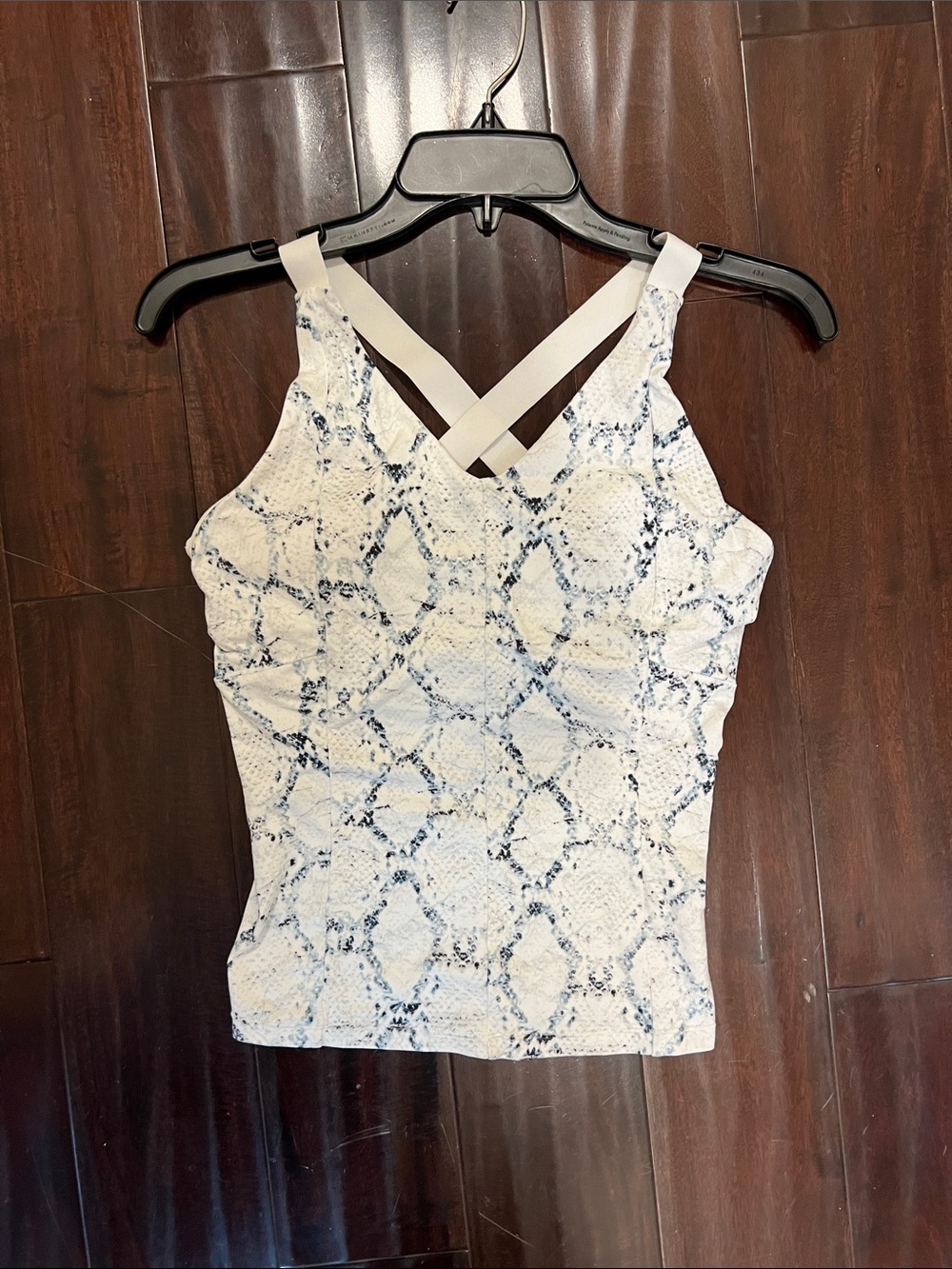 Varley White Snake-Print Crisscross Tank